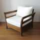Fauteuil bois et tissu bouclette blanc crème