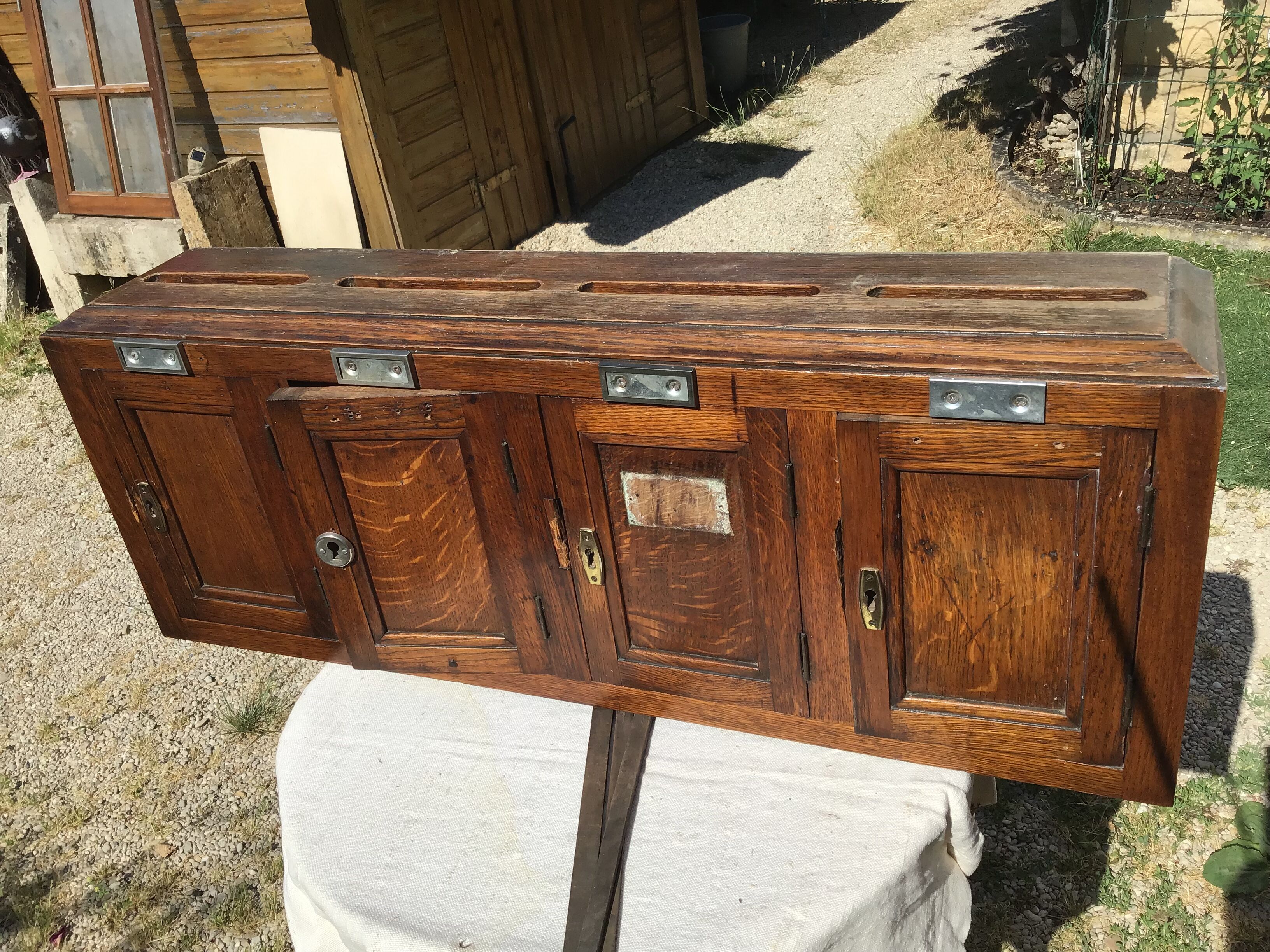 Vintage Wooden Building Mailbox Set