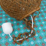 Suspension vintage boule rotin et ficelle