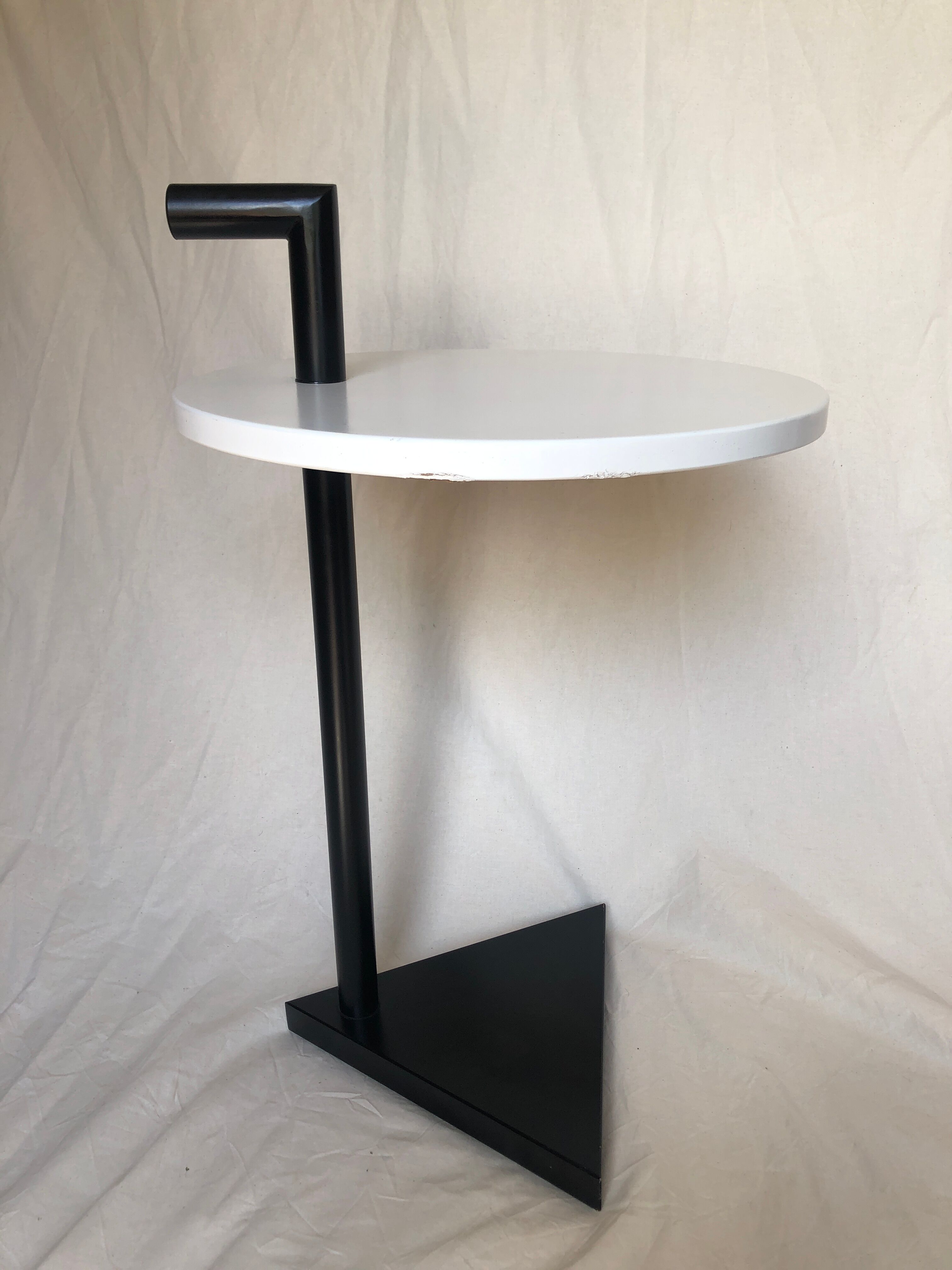 80s side table, black & white geometric shapes