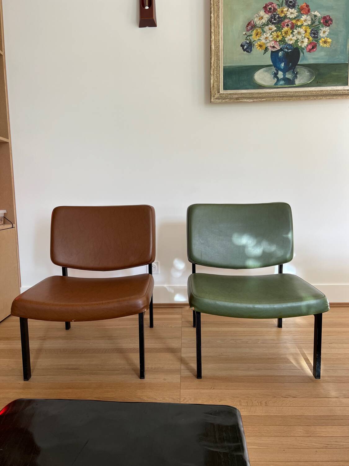 Pair of vintage leatherette armchairs