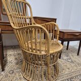 Fauteuil en Rotin Bambou vintage 1950s design -H85cm