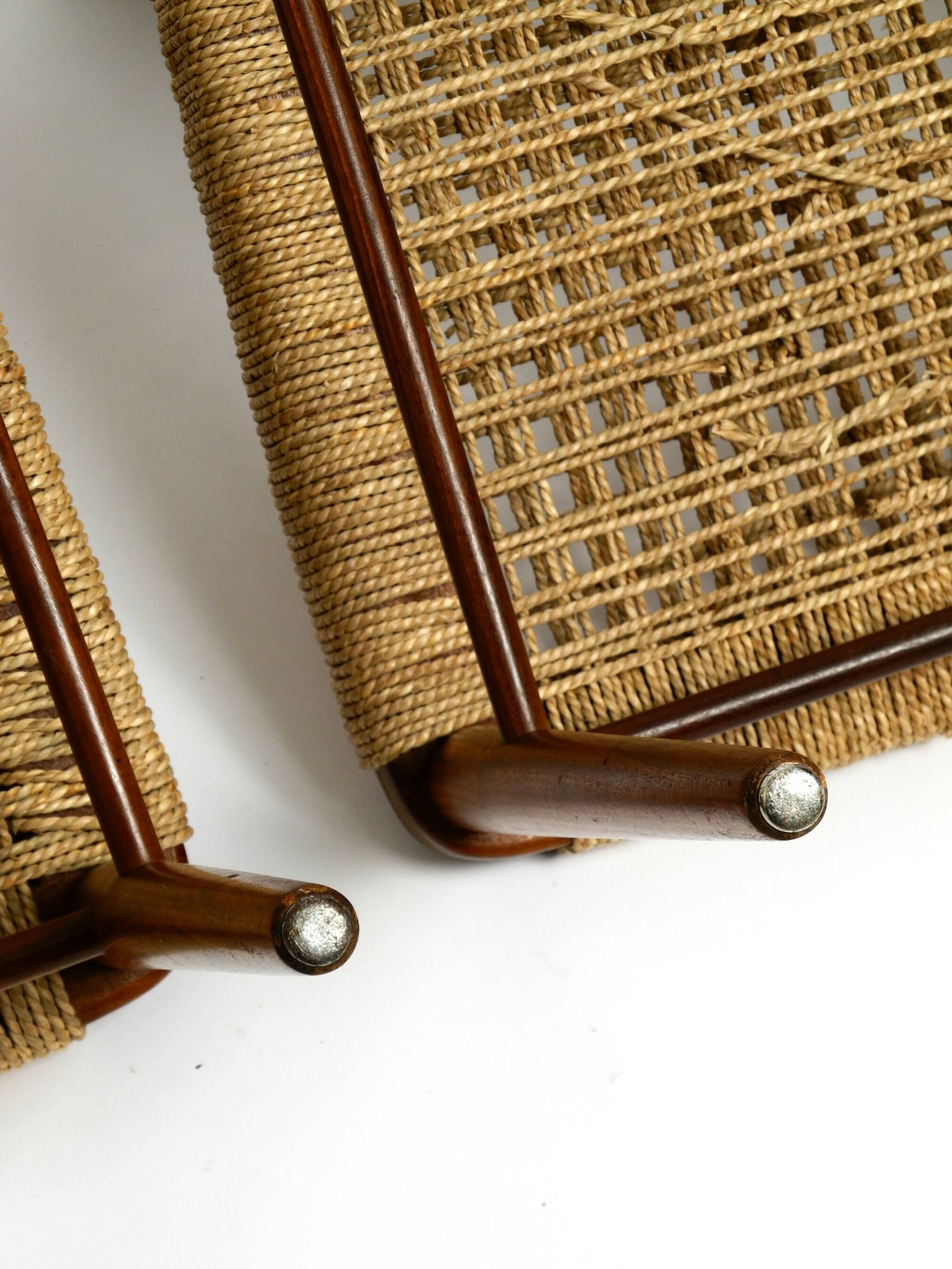 Two original 1960s Wilkhahn chairs made of walnut with wicker cane