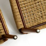 Two original 1960s Wilkhahn chairs made of walnut with wicker cane