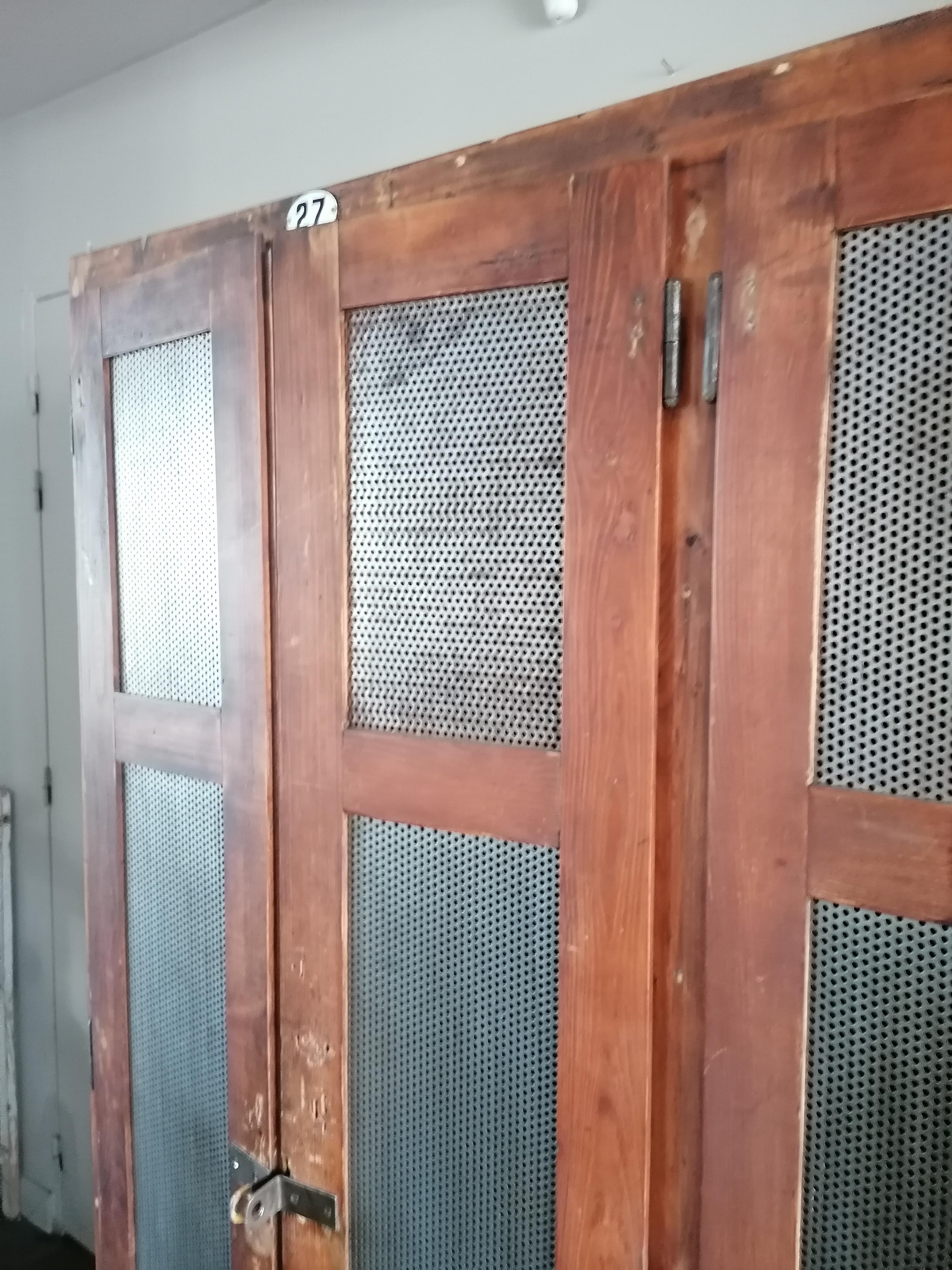 Vintage wooden wardrobe, 4 doors, cloakroom style.