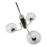 See Delmas chandelier, 3 arms, black and gold, clear glass, 1960