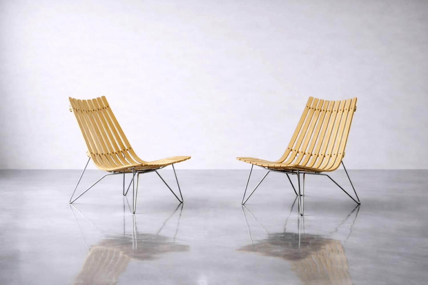 Pair of Scandinavian Scandia Easy Chairs by Hans Brattrud for Fjordfiesta