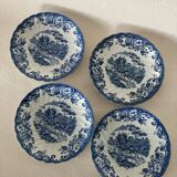 4 Coaching Scenes Blue Tea Cups and Saucers by Johnson Bros Ireston
