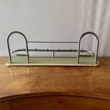 Large vintage wall-mounted coat rack in green Formica and chrome metal