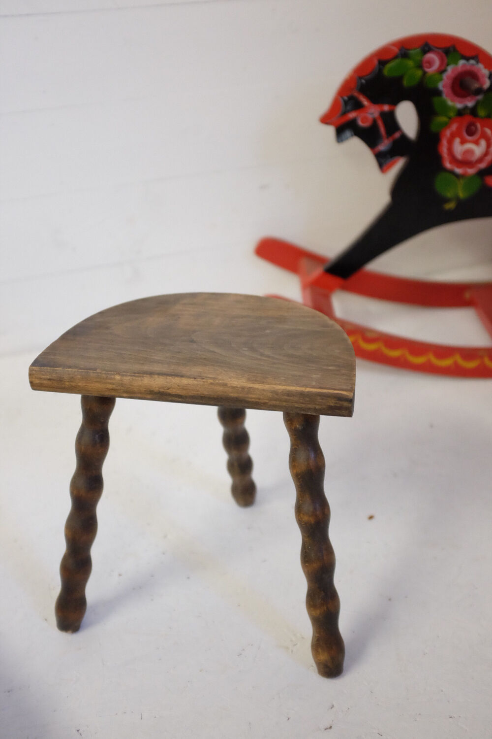 Turned wooden stool