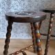 Pair of vintage turned wood tripod stools