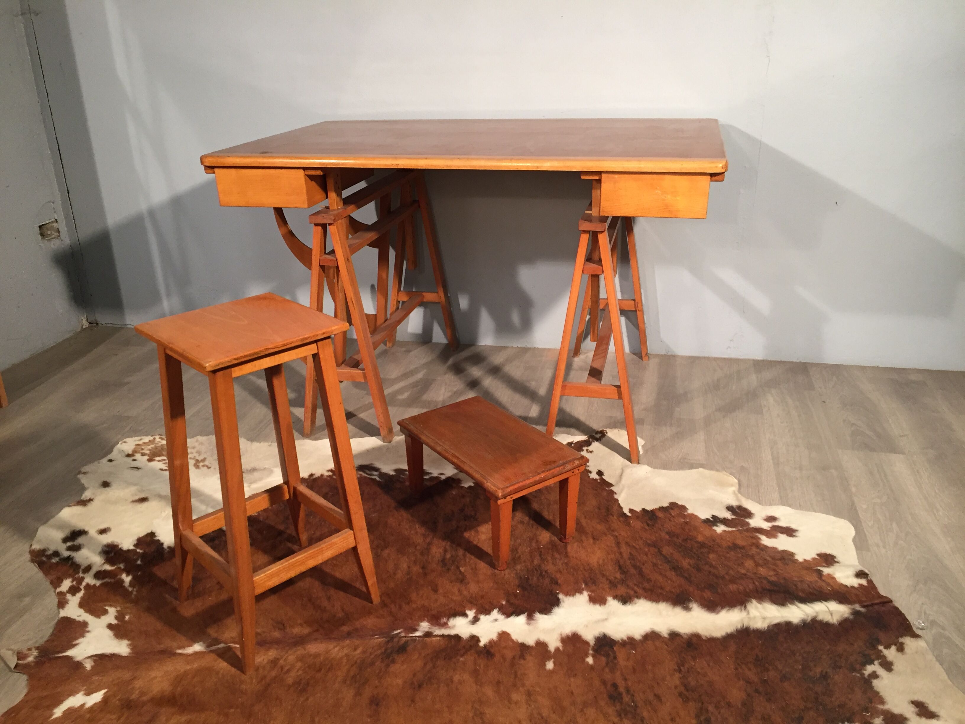 Table à dessin en bois avec rangement  a 50’s 60’s