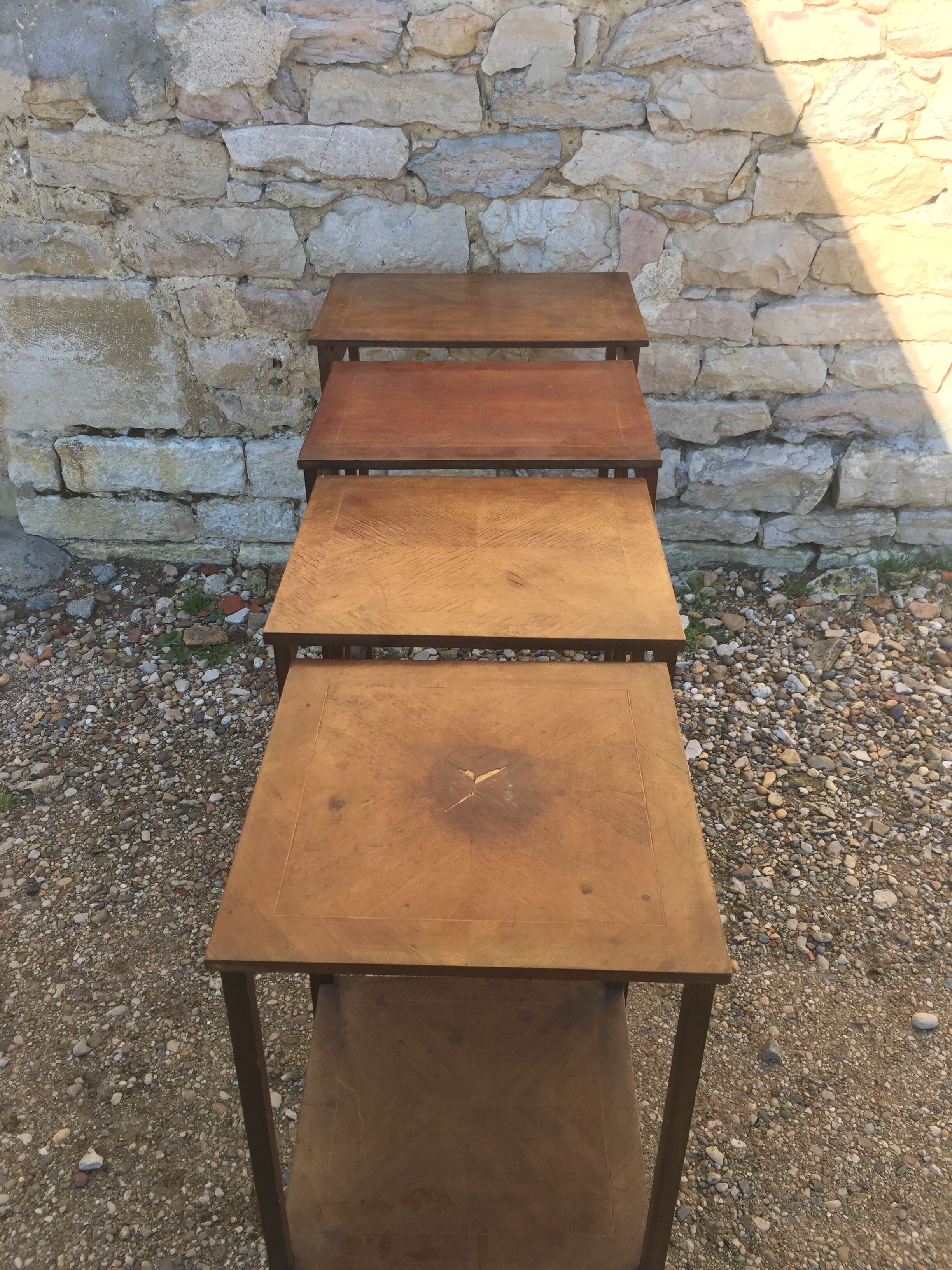 Pull-out tables old marquetry