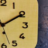 Vintage clock formica rectangular silent wall clock "Sun yellow"