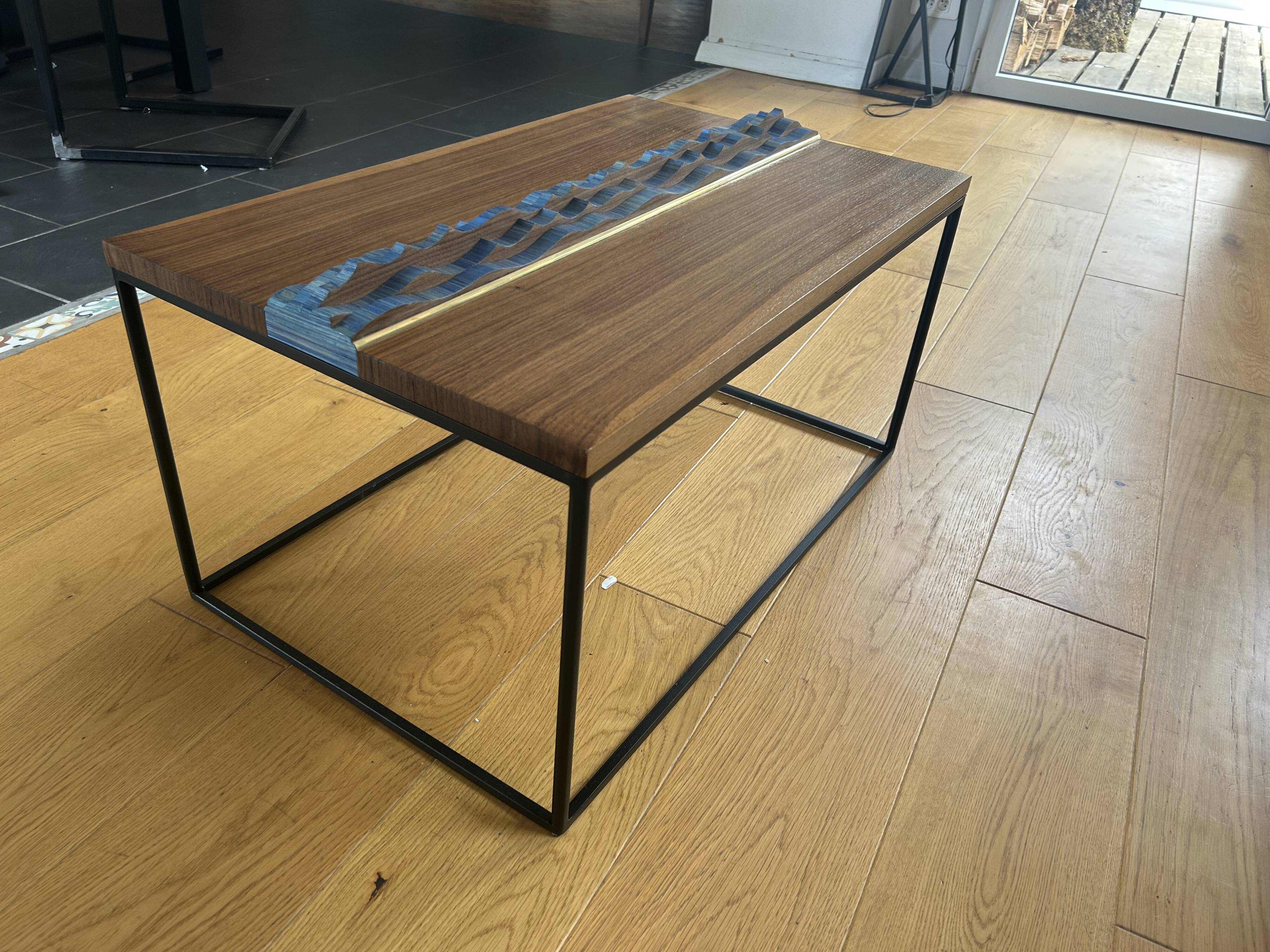 Walnut straw coffee table