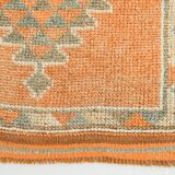 Tapis Kilim Vintage Orange et Beige, Motifs Géométriques Anatoliens