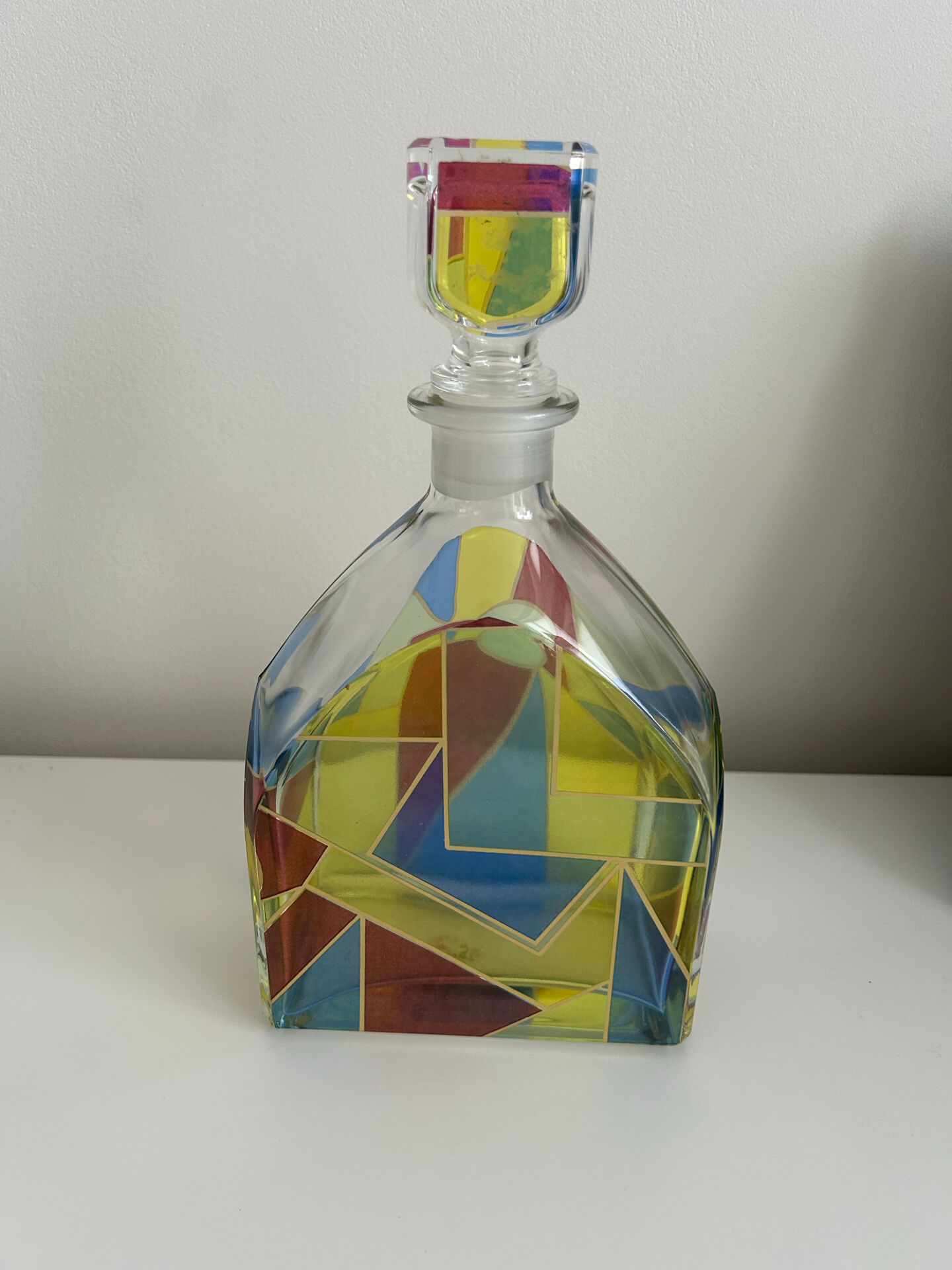 Rare vintage carafe bottle Luigi Bormioli Italy - Model "Stained-