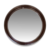 Round mirror with amber rim from the 70s, vintage