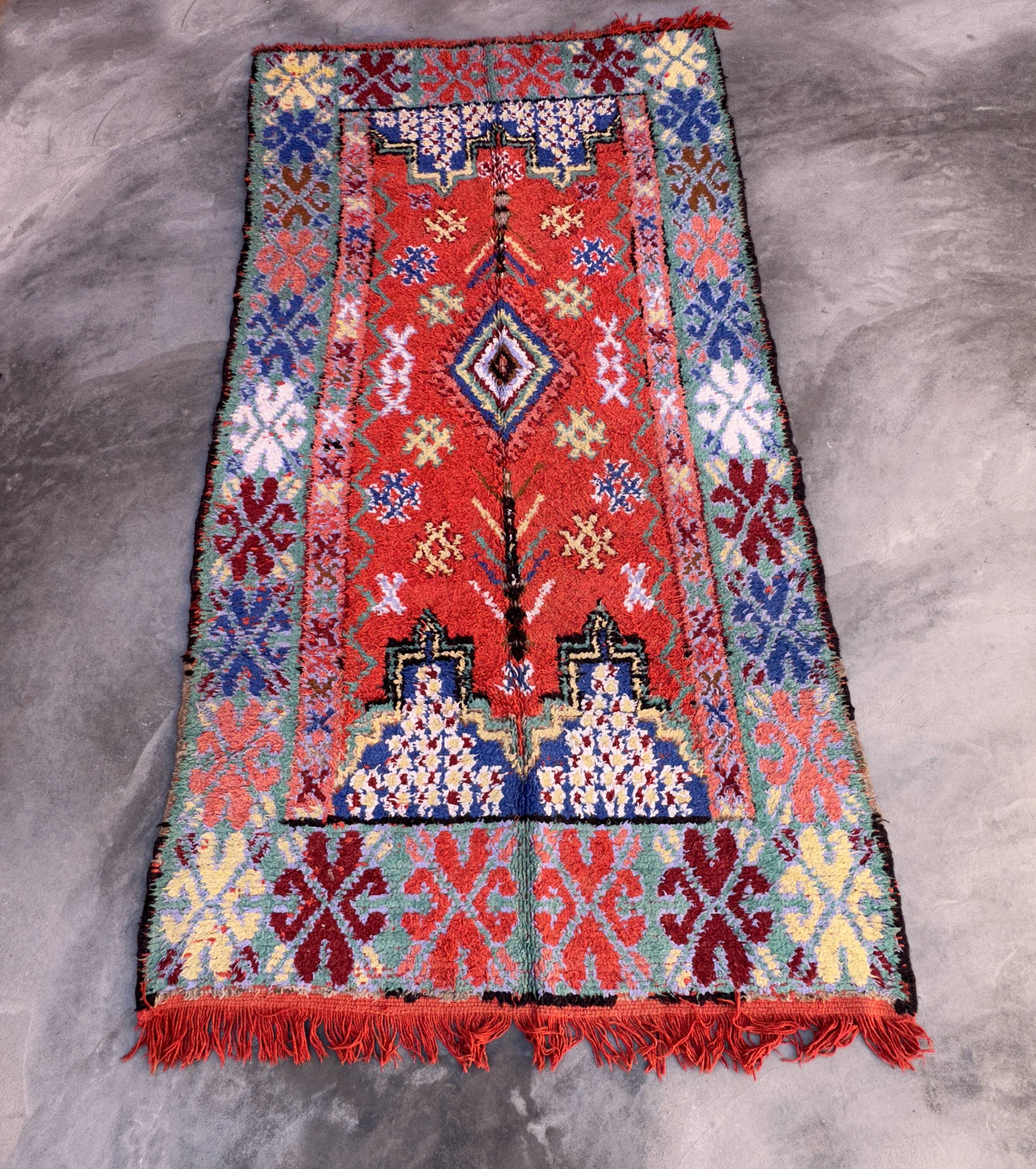 Colorful Moroccan boujad rug - 167 x 322 cm