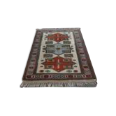 1960's Vintage Turkish Milas Handmade Wool Cotton Area Rug 130x180
