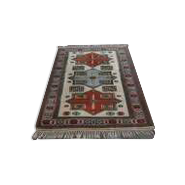 1960's Vintage Turkish Milas Handmade Wool Cotton Area Rug 130x180