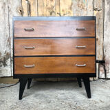 Black wood chest of drawers + 3 vintage black drawers #a143