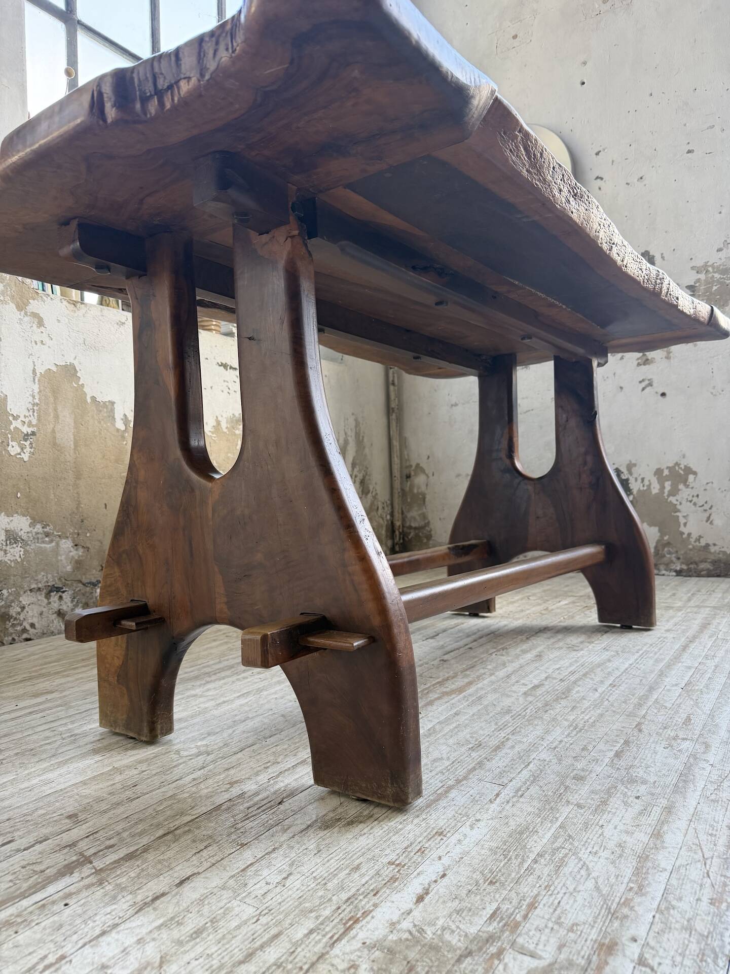 Dining table in solid olive wood Maison Skela 1960
