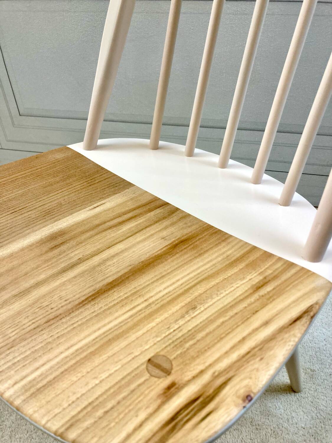 Renovated vintage Ercol Quaker chairs – cream white shade