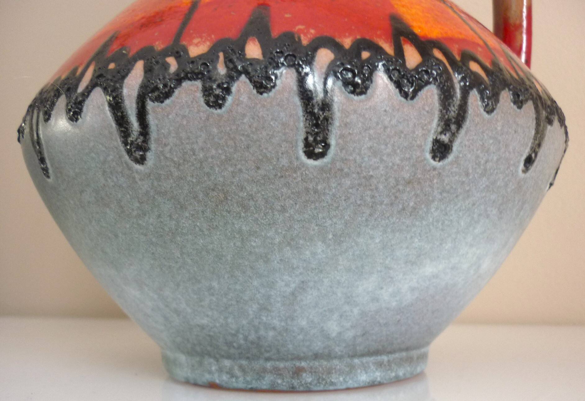 Enameled ceramic pitcher vase, Carstens West Germany, 60s/70s design