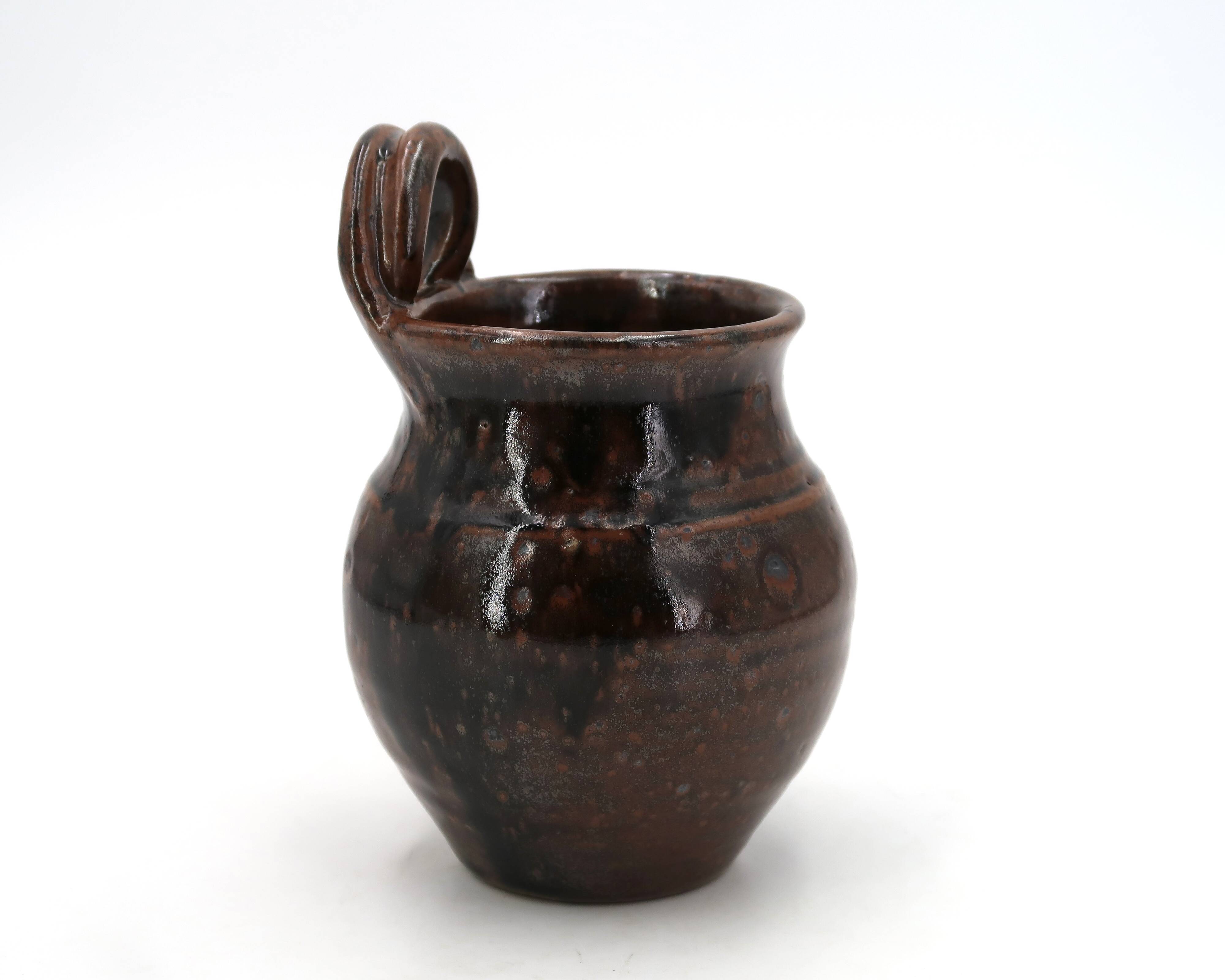 Brown ceramic wall vase by Guy Baudat, 1970s
