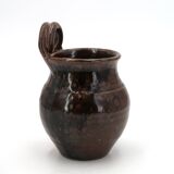 Brown ceramic wall vase by Guy Baudat, 1970s