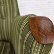 1960s, Danish armchair, green furniture wool, teak wood.