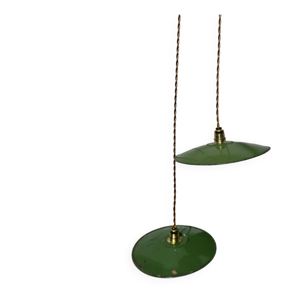Paire de suspension vintage en tôle émaillée style usine rétro — Beyit