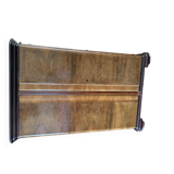 Brown Art Deco wardrobe in curved wood, symmetrical veneer, circa 1930, large size.