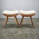 Pair of Mid-Century Beech Stools, Czechoslovakia, 1960s