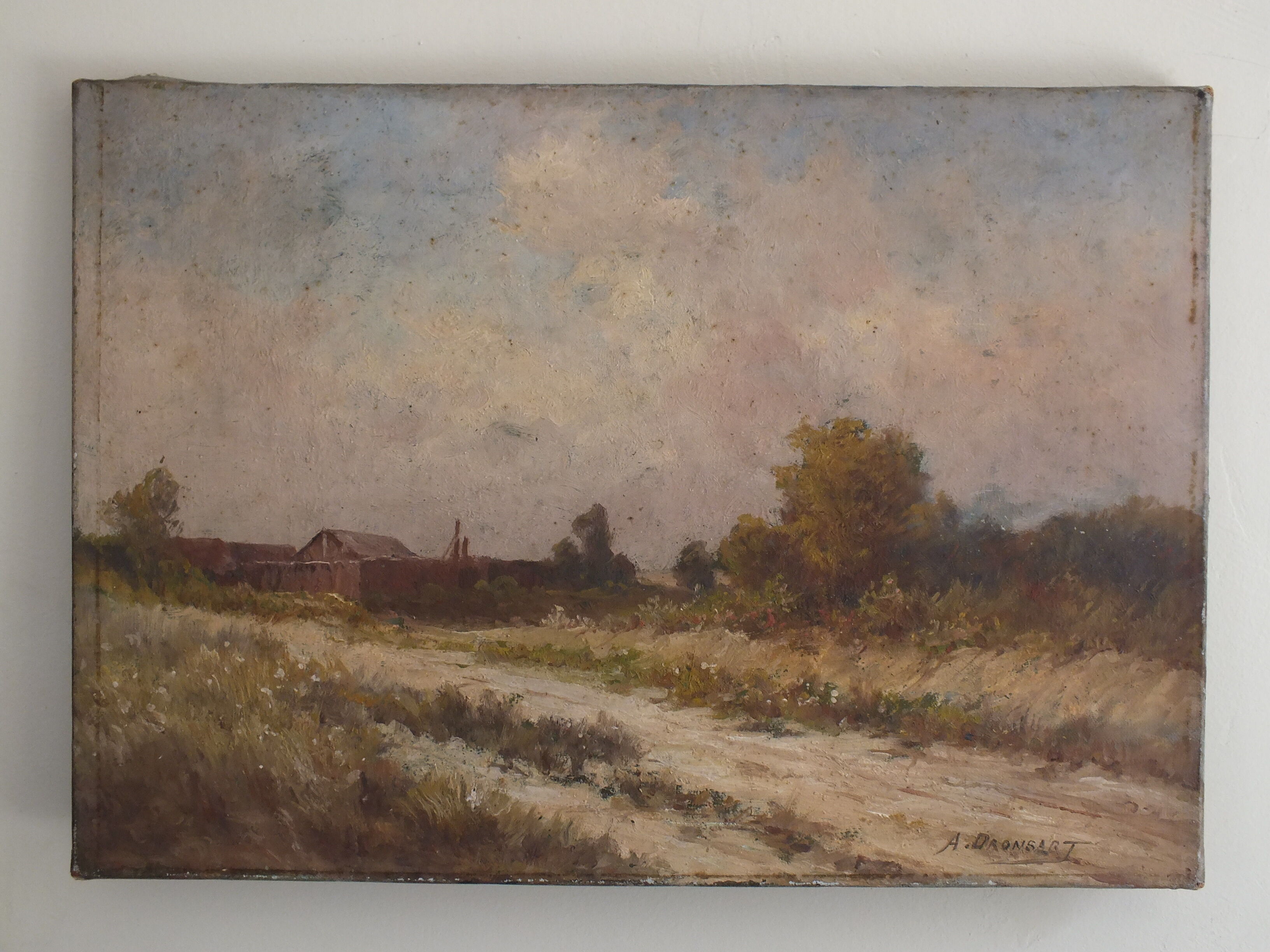 Alexandre Dronsart (1890-1953) landscape painting Chemin de bord de ferme