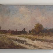 Alexandre Dronsart (1890-1953) landscape painting Chemin de bord de ferme