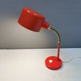 Swedish Elidus table lamp in red with adjustable brass swan neck 1970-80s