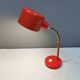 Swedish Elidus table lamp in red with adjustable brass swan neck 1970-80s