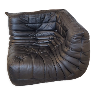Canapé d'angle Togo cuir noir