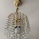 Small vintage brass chandelier with crystal droplets