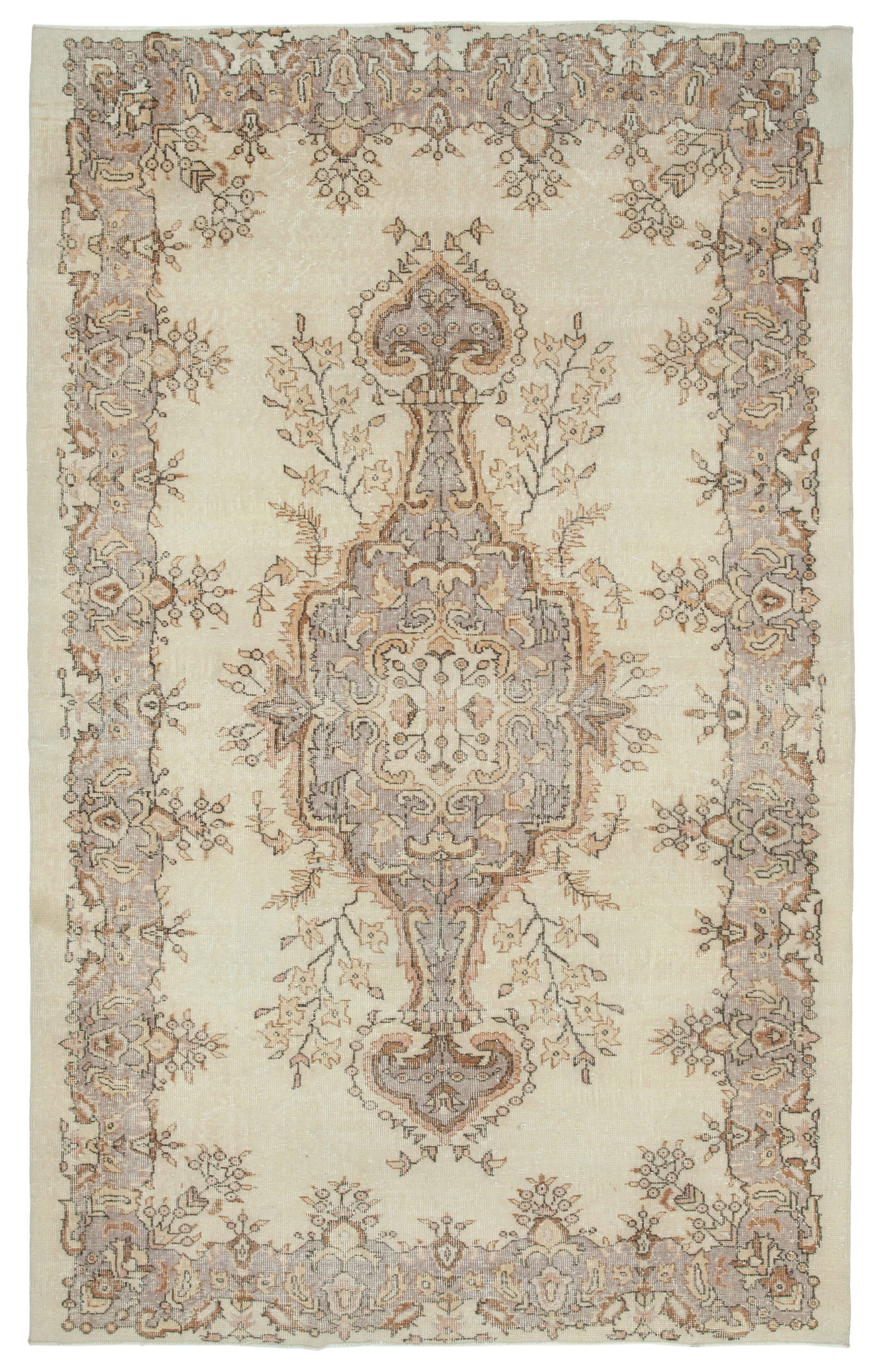 Handmade antique oriental beige rug 184 cm x 295 cm