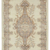 Tapis beige oriental ancien fait à la main 184 cm x 295 cm
