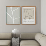 Pair of giclee prints, abstract wall art set of two, 50x70cm