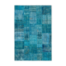 Tapis turc contemporain tissé à la main 200 cm x 298 cm tapis patchwork bleu