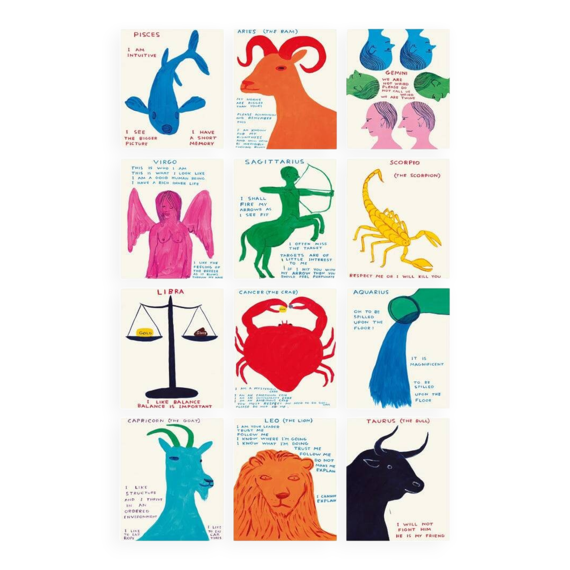 David Shrigley, Signs Of The Zodiac, 2024