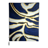 Peinture acrylique abstraite bleu et dorée « Flux Solaire »