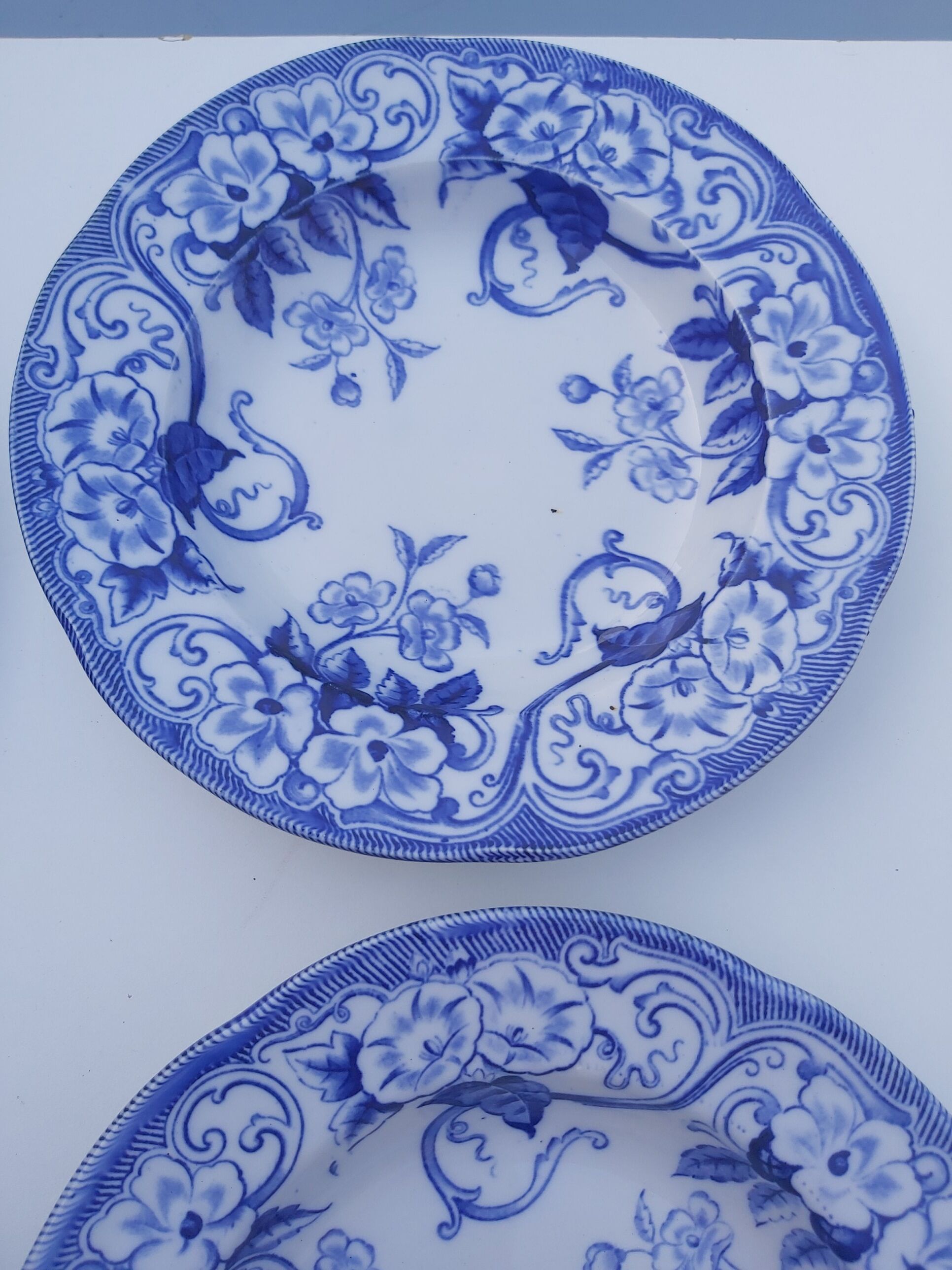 4 hollow plates Creil and Montereau model Flora