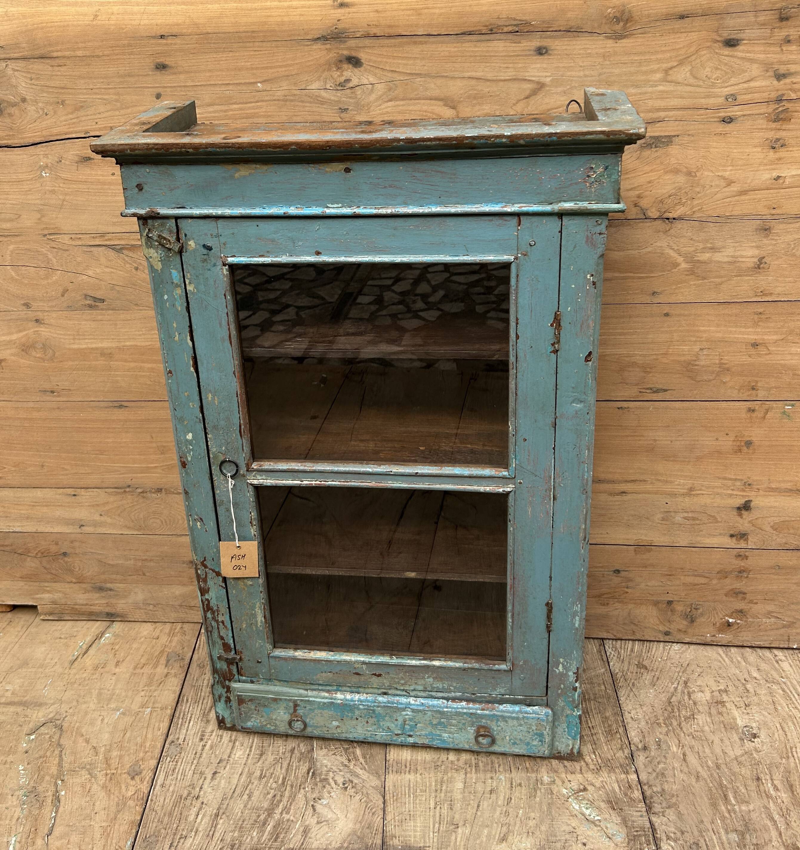 Wall display cabinet in Burmese teak with original patina.