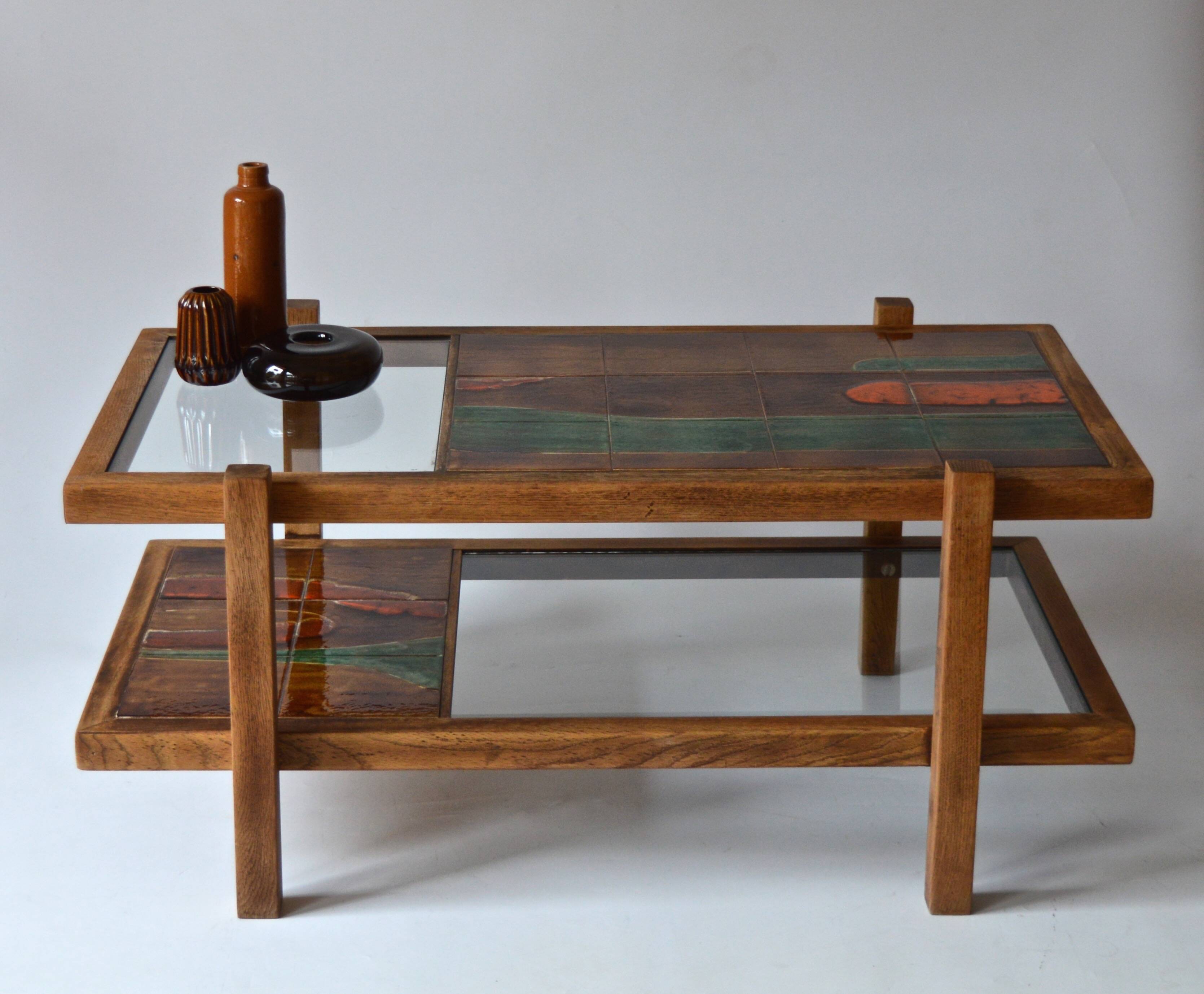 ceramic and glass coffee table